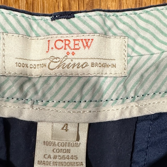 *J. CREW* Dark Blue Broken-In Cotton Chino Shorts Size 4 - Picture 2 of 4